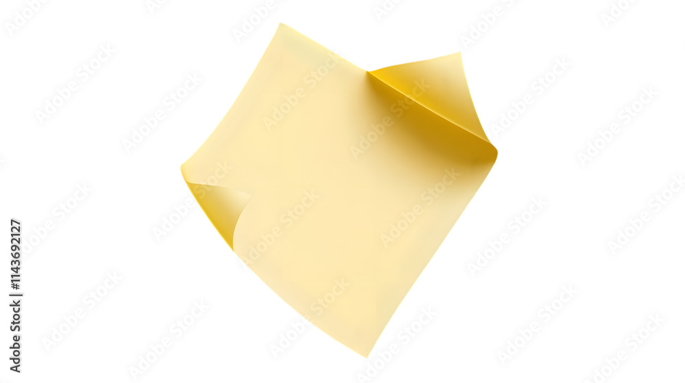 Yellow sticky note with a curled corner, isolated on transparent Yellow sticky note with a curled corner, isolated on transparent