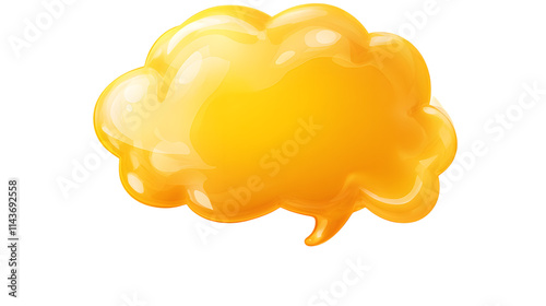 Yellow thinking bubble isolated on transparent or white