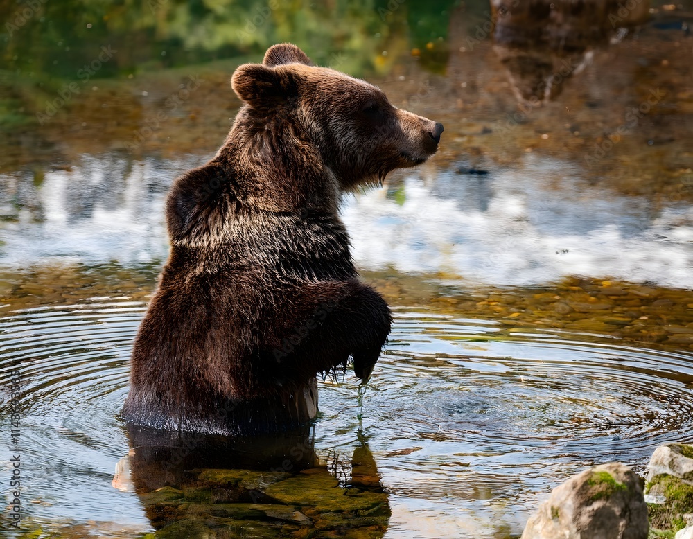 Brown Bear Standing in Shallow Water Brown Bear Standing in Shallow Water