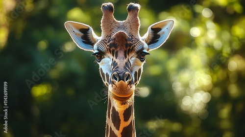Giraffe portrait in the wild.  African wildlife, nature, animal.