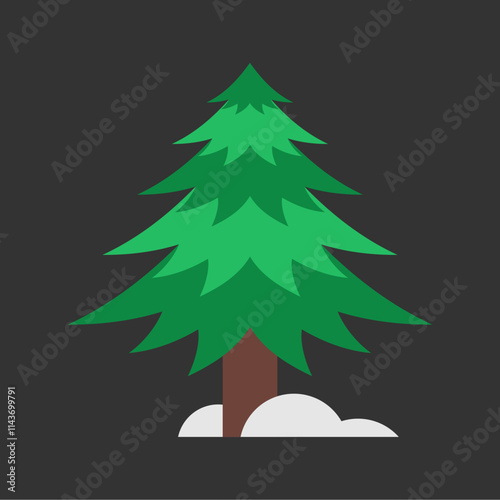 Vector illustration of a fir tree in winter