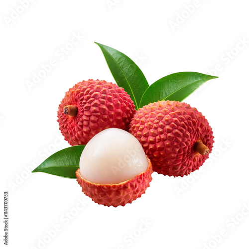 Fresh Lychee fruit with slice on transparent background