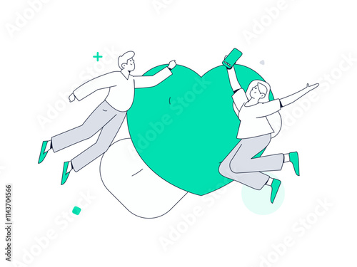 Happy Valentine's Day flat character vector concept business hand drawn illustration
