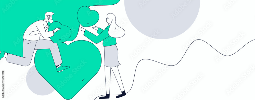 Happy Valentine's Day flat character vector concept business hand drawn illustration
Happy Valentine's Day flat character vector concept business hand drawn illustration