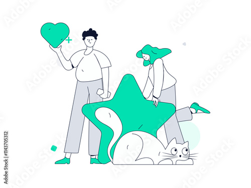 Happy Valentine's Day flat character vector concept business hand drawn illustration
