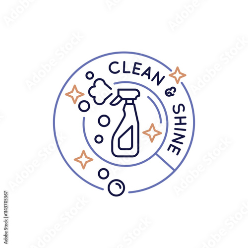 Simple Logo with clean and shine icon. Simple cleaning badge with icon for social media, app, and web design. Vector illustration.