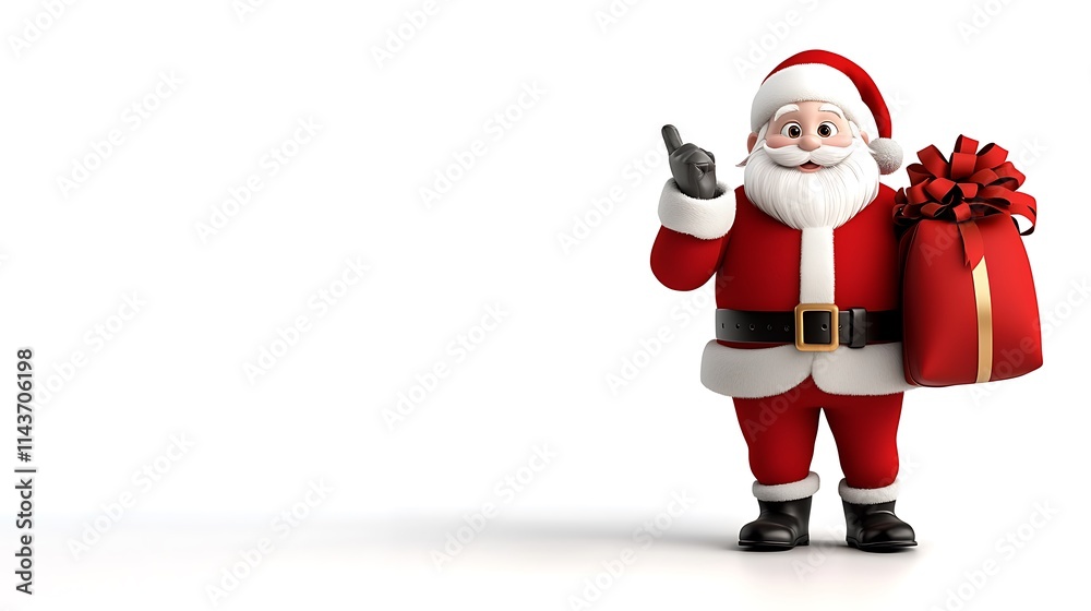 Jolly Santa Claus with Big Gift Christmas 3D Render Jolly Santa Claus with Big Gift Christmas 3D Render