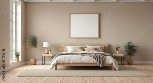 Modern Minimalist Bedroom Interior Design Featuring Wooden Bed