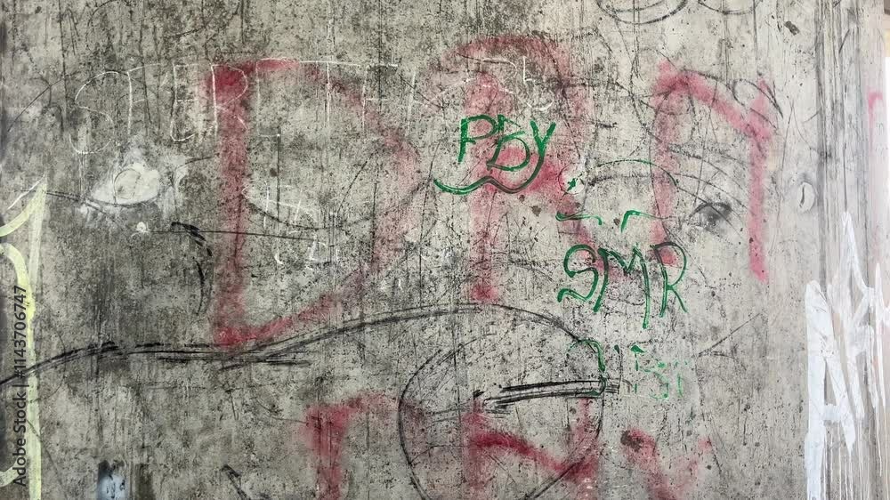 vandalism graffiti on a pillar wall of the bridge construction vandalism graffiti on a pillar wall of the bridge construction