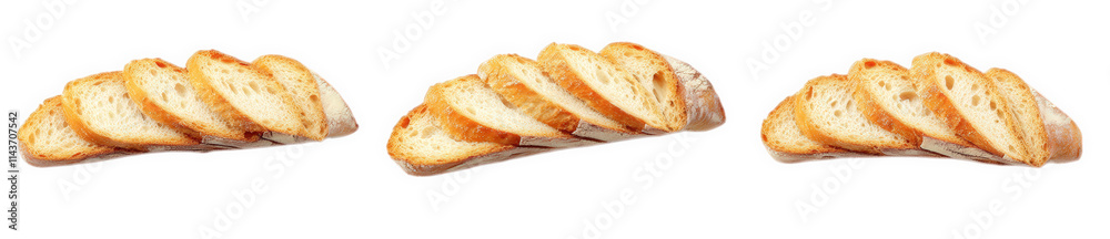 three slices of freshly baked bread isolated on a transparent background the bread is sliced into thin pieces and arranged in a row the slices are slightly browned and have a soft texture three slices of freshly baked bread isolated on a transparent background the bread is sliced into thin pieces and arranged in a row the slices are slightly browned and have a soft texture