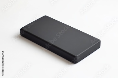 Sleek black power bank minimalist design portable charger smooth matte finish rounded edges