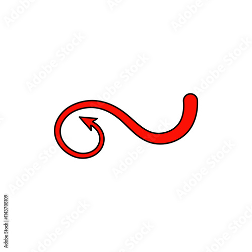 Red devil tail with arrow set for Halloween party vector illustration.