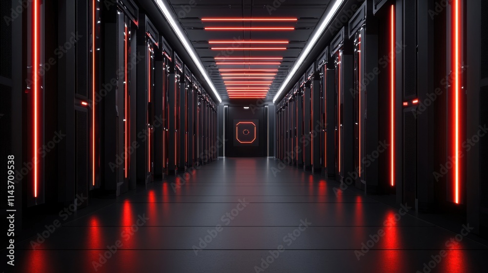 Fototapeta premium Cybersecurity innovations in futuristic ai-powered data center