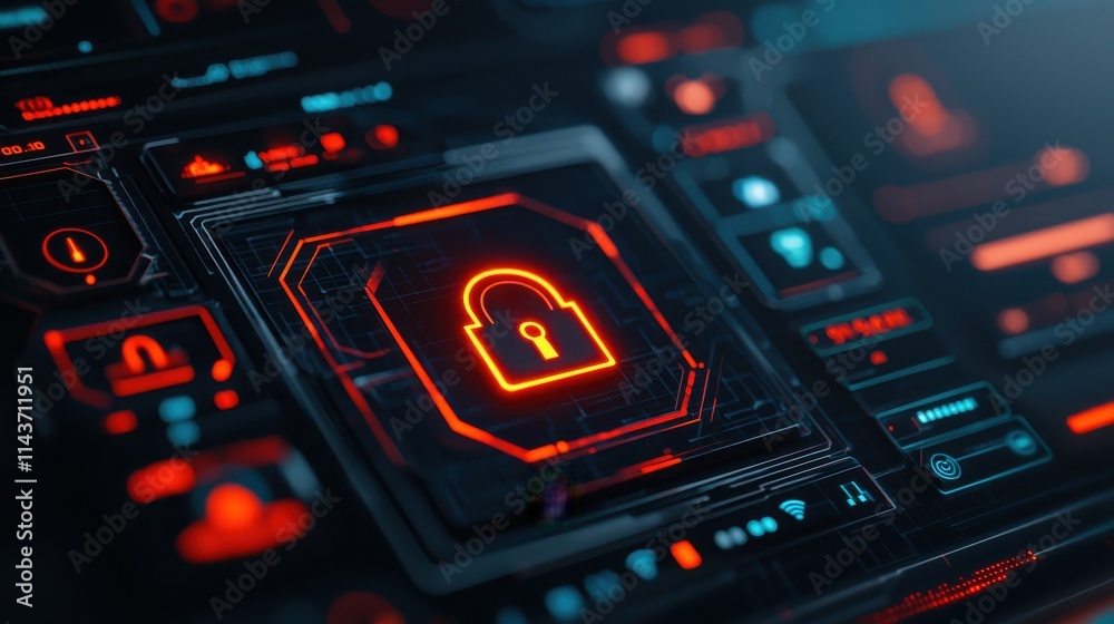 Tech art ai cybersecurity lock icon in futuristic design Tech art ai cybersecurity lock icon in futuristic design