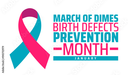 March of Dimes Birth Defects Prevention Month background banner or poster design template. observed every year in January. Holiday concept. Use to any Template, card, poster, placard, template.