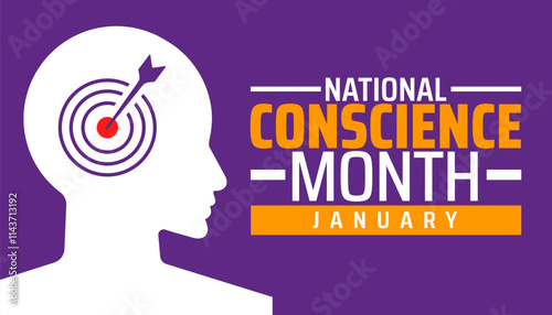 National Conscience Month background banner or poster design template. observed every year in January. Holiday concept. Use to any Template, card, poster, placard, template.