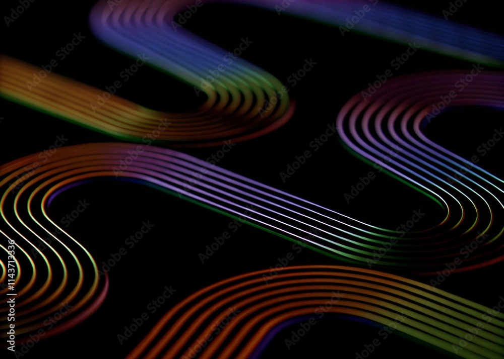 Abstract colorful lines on a dark background, creating a dynamic and mesmerizing visual effect. Abstract colorful lines on a dark background, creating a dynamic and mesmerizing visual effect.