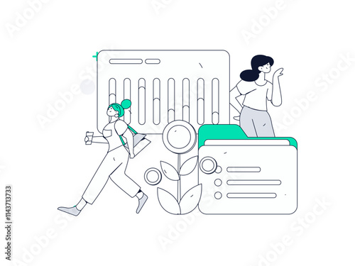 Flat vector illustration of business people operating work scene
