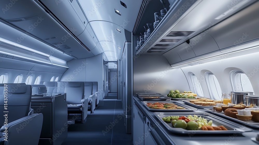 Obraz premium Galley Ready - Behind the Scenes of Stewardess Service