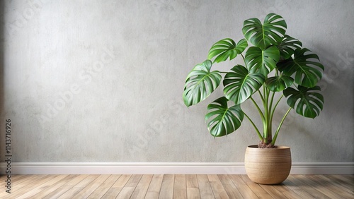 Serene Indoor Plant in a Light Wood Pot Against a Neutral Wall