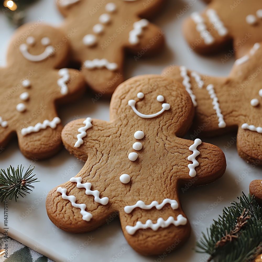 A playful flat lay of gingerbread men cookies, peppermint candies, and holly sprigs scattered on a clean white background for a festive Christmas vibe. A playful flat lay of gingerbread men cookies, peppermint candies, and holly sprigs scattered on a clean white background for a festive Christmas vibe.