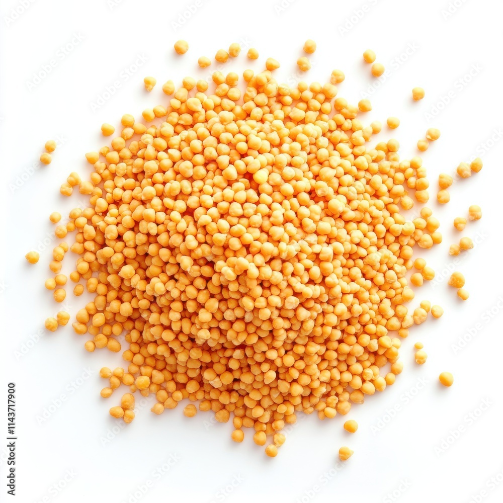 A heap of chickpeas isolated on white background, top view A heap of chickpeas isolated on white background, top view