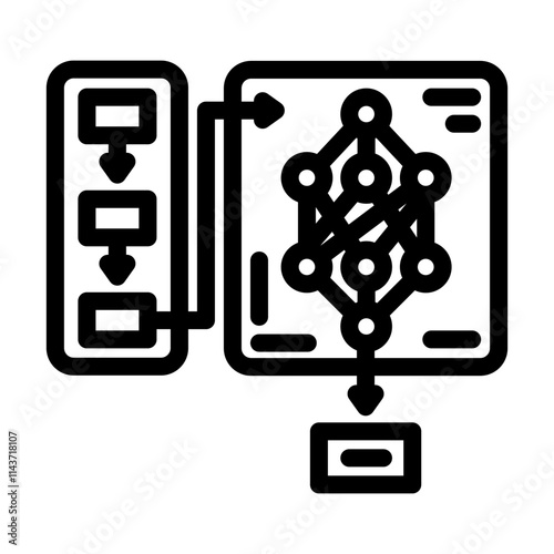 neural network diagram natural language processing nlp line icon vector. neural network diagram natural language processing nlp sign. isolated contour symbol black illustration
