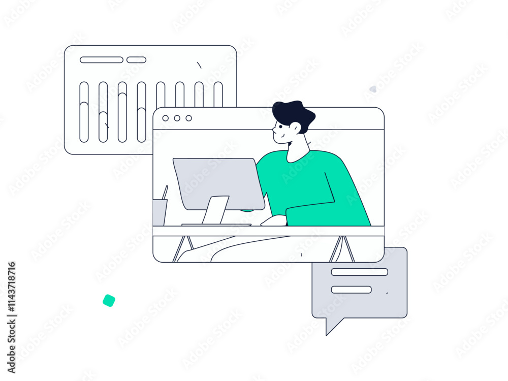 Flat vector illustration of business people operating work scene
Flat vector illustration of business people operating work scene