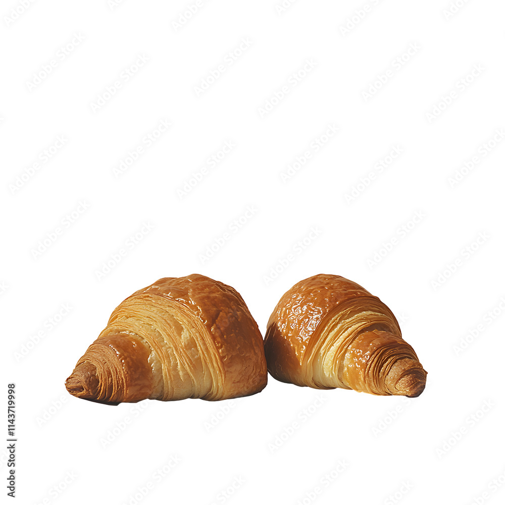 Two Golden Croissants Isolated on White, Perfect for Baking Blogs and Food Websites Two Golden Croissants Isolated on White, Perfect for Baking Blogs and Food Websites