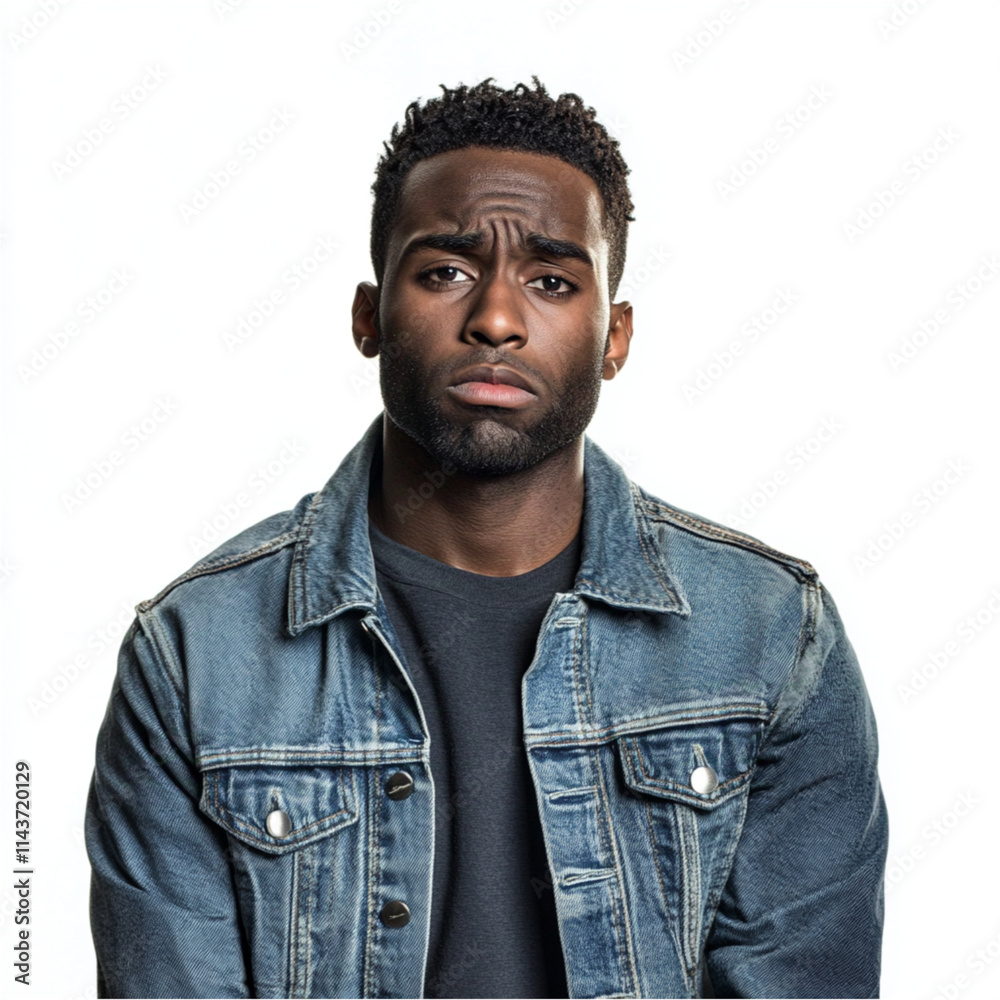28 year old black Male looking miserable. Isolated, white background. 28 year old black Male looking miserable. Isolated, white background.
