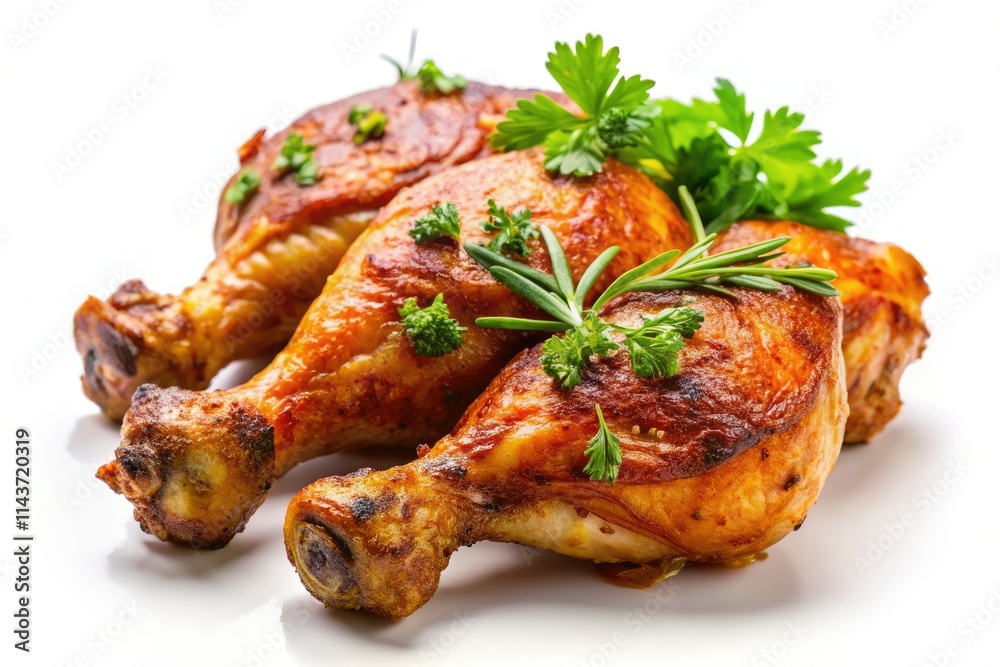 Juicy grilled BBQ chicken legs, perfectly roasted. A delicious recipe, isolated on white. Juicy grilled BBQ chicken legs, perfectly roasted. A delicious recipe, isolated on white.