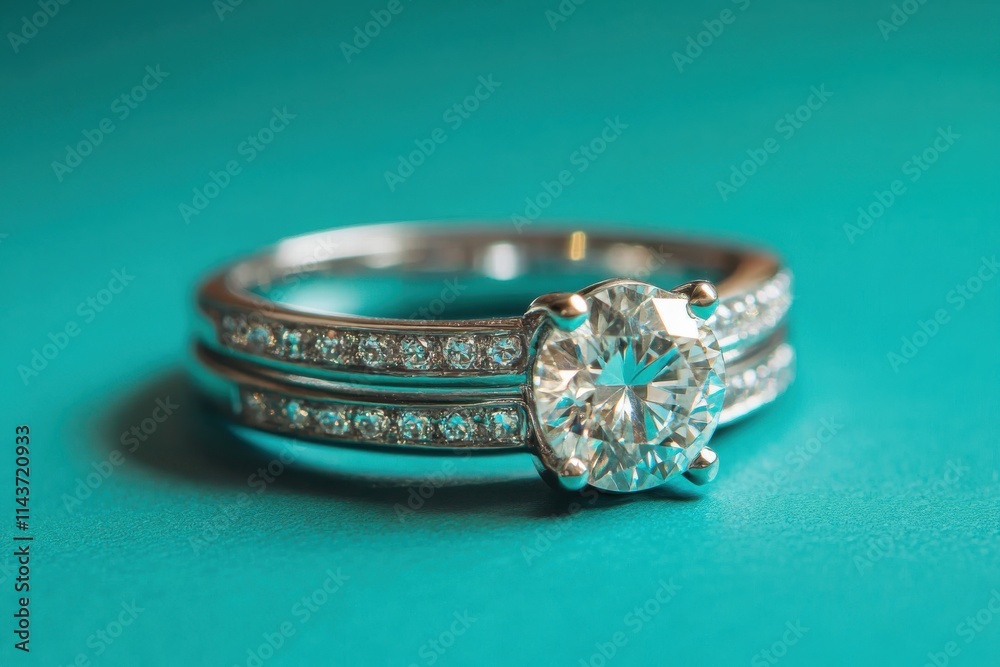 A solitaire diamond ring with a round-cut center stone and an eternity band design A solitaire diamond ring with a round-cut center stone and an eternity band design
