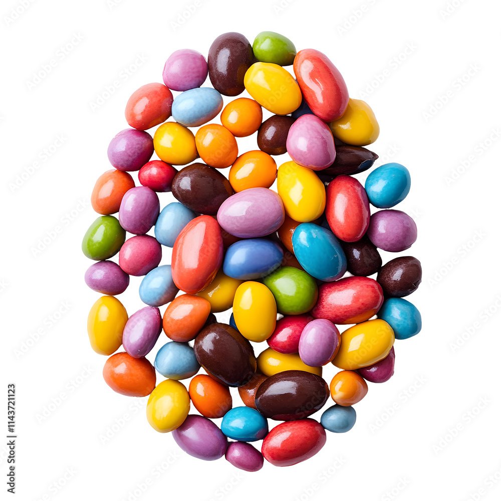 Colorful Candies Arranged in Oval Shape, Isolated on White Background Colorful Candies Arranged in Oval Shape, Isolated on White Background