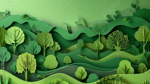 Paper art of ecology and environment concept background