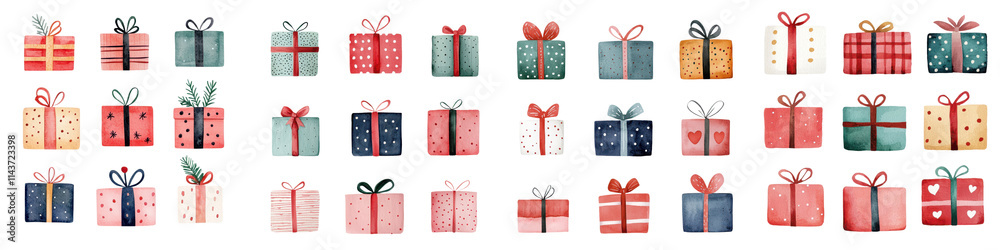 Obraz premium Assortment of Colorful Gift Boxes with Bows and Ribbons for Holidays and