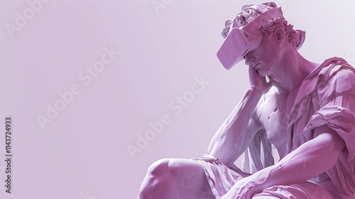 A greek statue in VR glasses