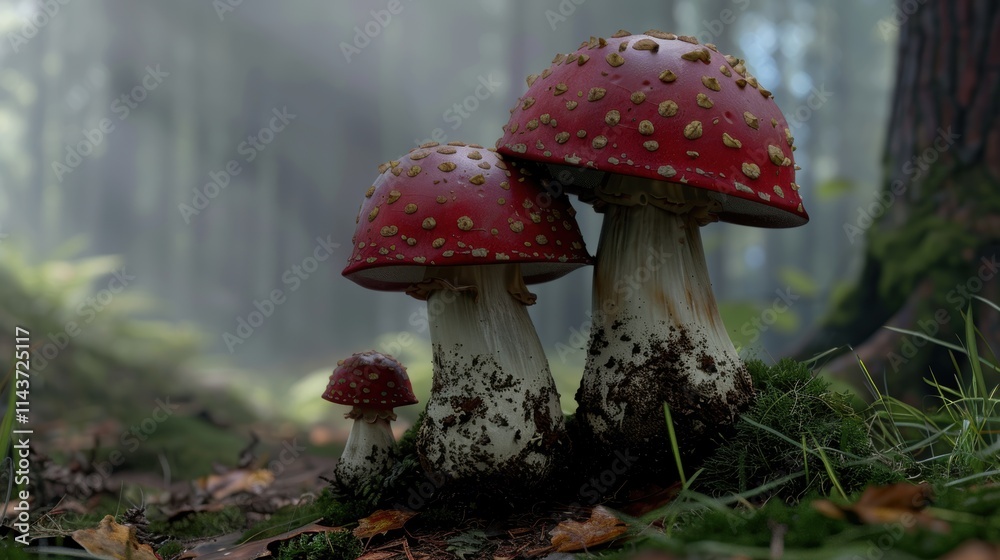 Fototapeta premium Mushroom depicted on a plain background, beautiful fungi macro. Background peaceful, mushroom vivid.