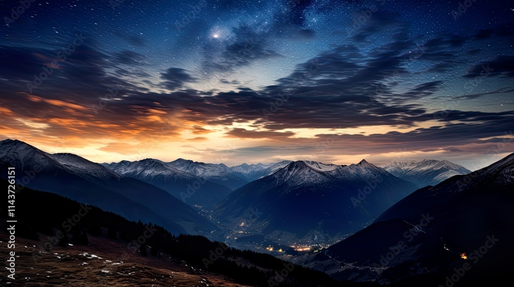Night landscape with colorful Milky Way Beautiful mountain Starry sky with Milky Way Space background Night landscape with colorful Milky Way Beautiful mountain Starry sky with Milky Way Space background