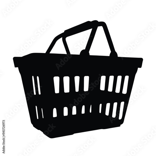 Market basket silhouette illustration isolated on a transparent background