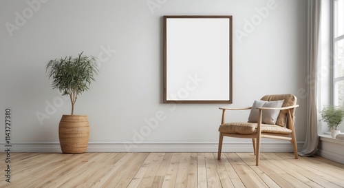 Minimalist Room Interior Design With Chair And Frame