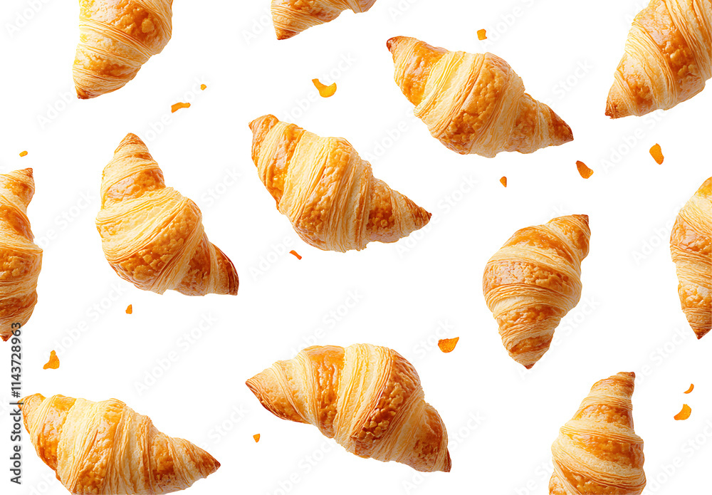 Golden Croissants Isolated on White Background Golden Croissants Isolated on White Background