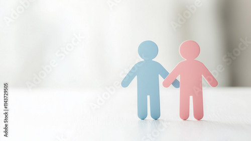 Hand in Hand: A simple yet powerful image of two paper figures, one blue and one pink, holding hands, symbolizes unity, connection, and togetherness. 