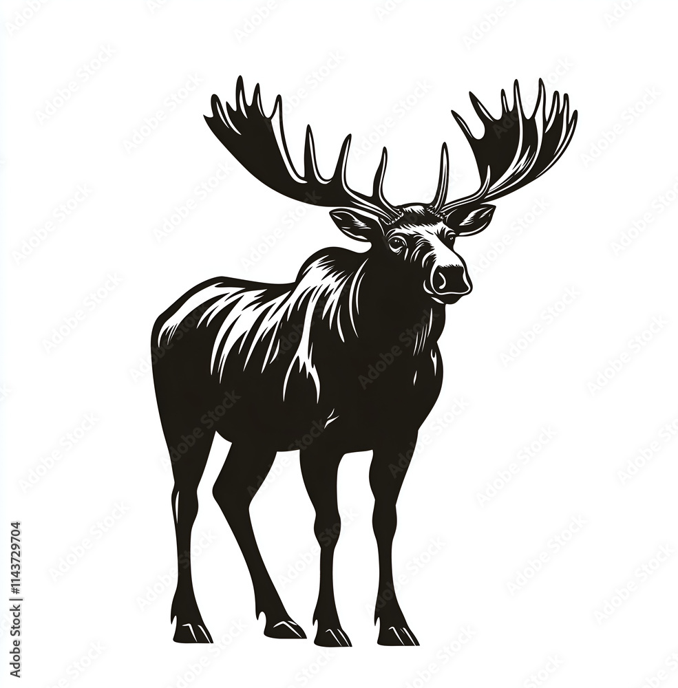 Silhouette of moose on white Silhouette of moose on white