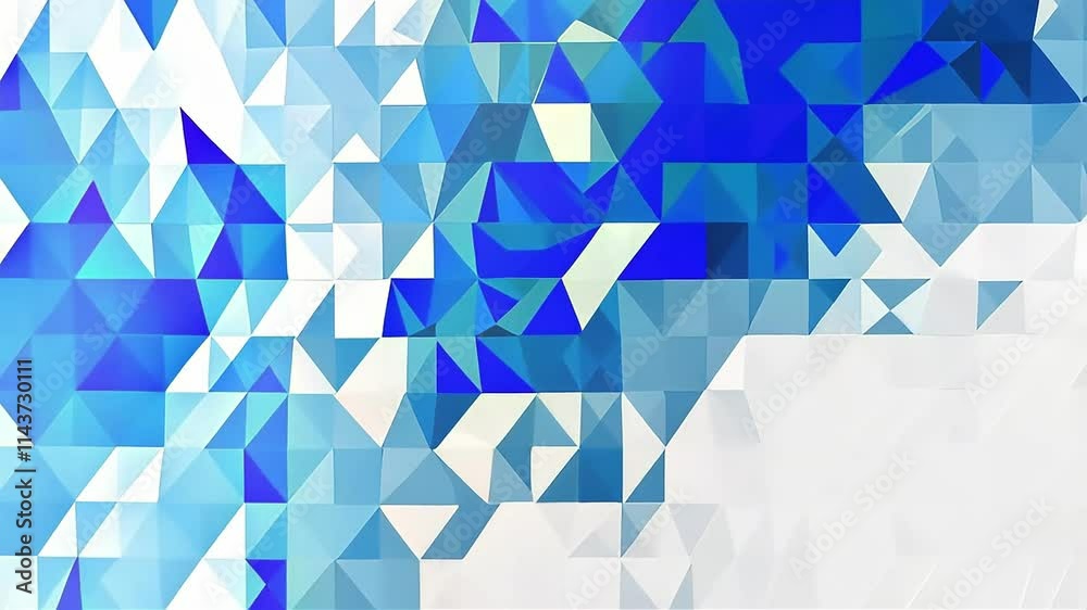 Abstract geometric blue triangles on a white background.