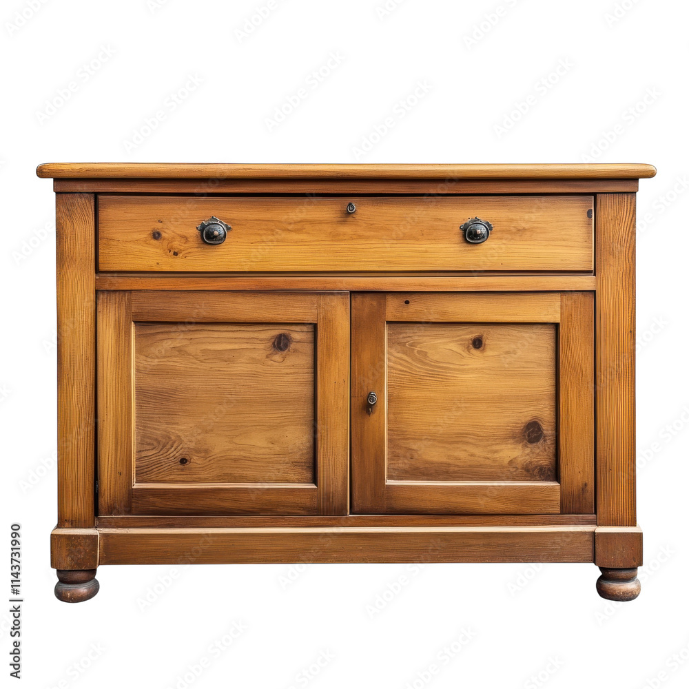 Stylish Wooden Sideboard with Drawers for Modern Interiors on transparent background