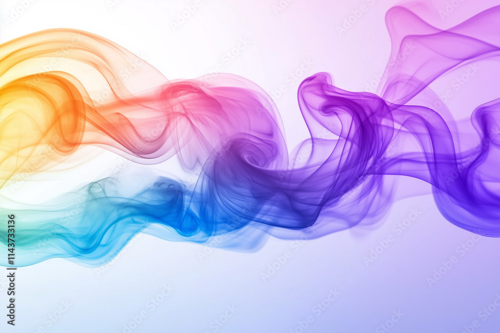 Colored smoke is escaping from a pipe against a white background Colored smoke is escaping from a pipe against a white background