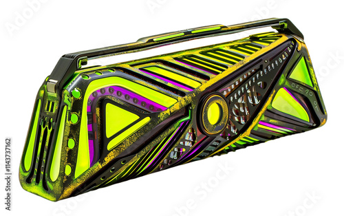 Neon Accent Clutch on transparent background PNG.
