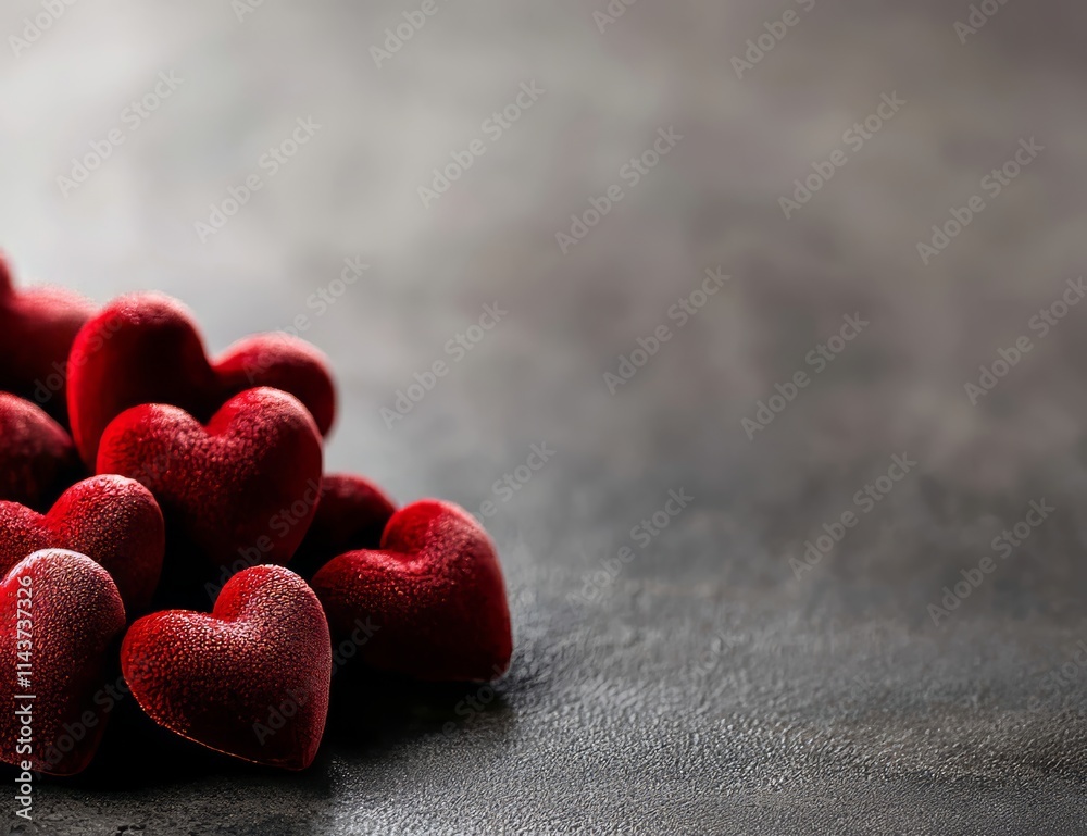 Fototapeta premium Hearts on Black Surface