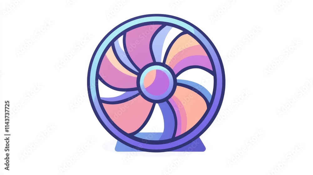 13.Simple flat vector icon of a cooling fan with bold, thick lines and rounded edges, featuring three evenly spaced blades in a circular casing; the icon has a contemporary, easy-to-recognize 13.Simple flat vector icon of a cooling fan with bold, thick lines and rounded edges, featuring three evenly spaced blades in a circular casing; the icon has a contemporary, easy-to-recognize