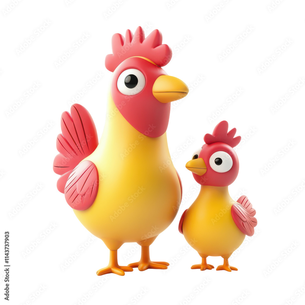 Realistic 3D Render of Hen and Chickens Isolated on White Background for Educational and Culinary Uses and Transparent background. Realistic 3D Render of Hen and Chickens Isolated on White Background for Educational and Culinary Uses and Transparent background.